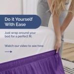 Dust ruffle bed skirt with pleated ruffle – purple – for full-size beds with a 24-inch drop – easy-fit elastic band – track p.